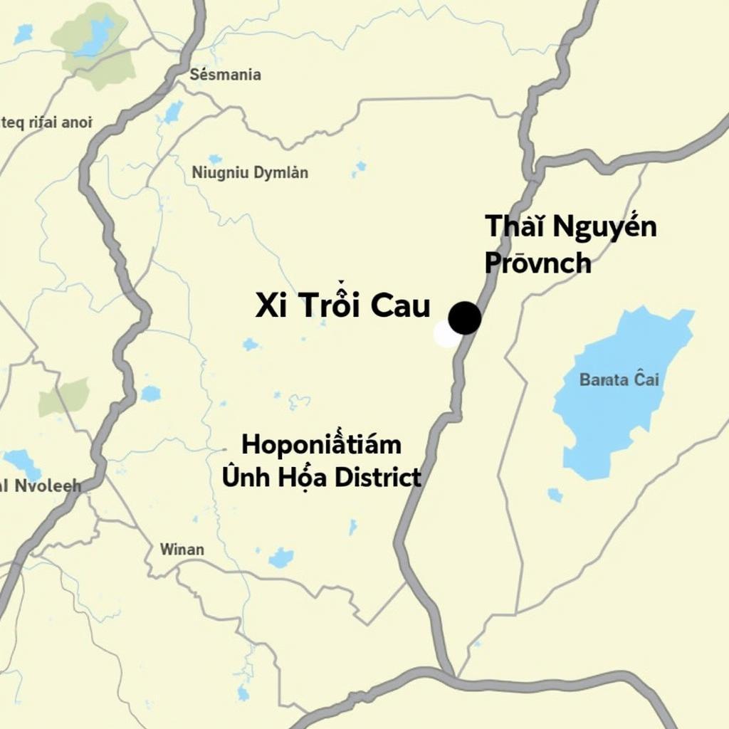 Vị trí địa lý của Xã Trại Cau trên bản đồ Tỉnh Thái Nguyên, thể hiện mối liên hệ với Huyện Định Hóa và các vùng lân cận.