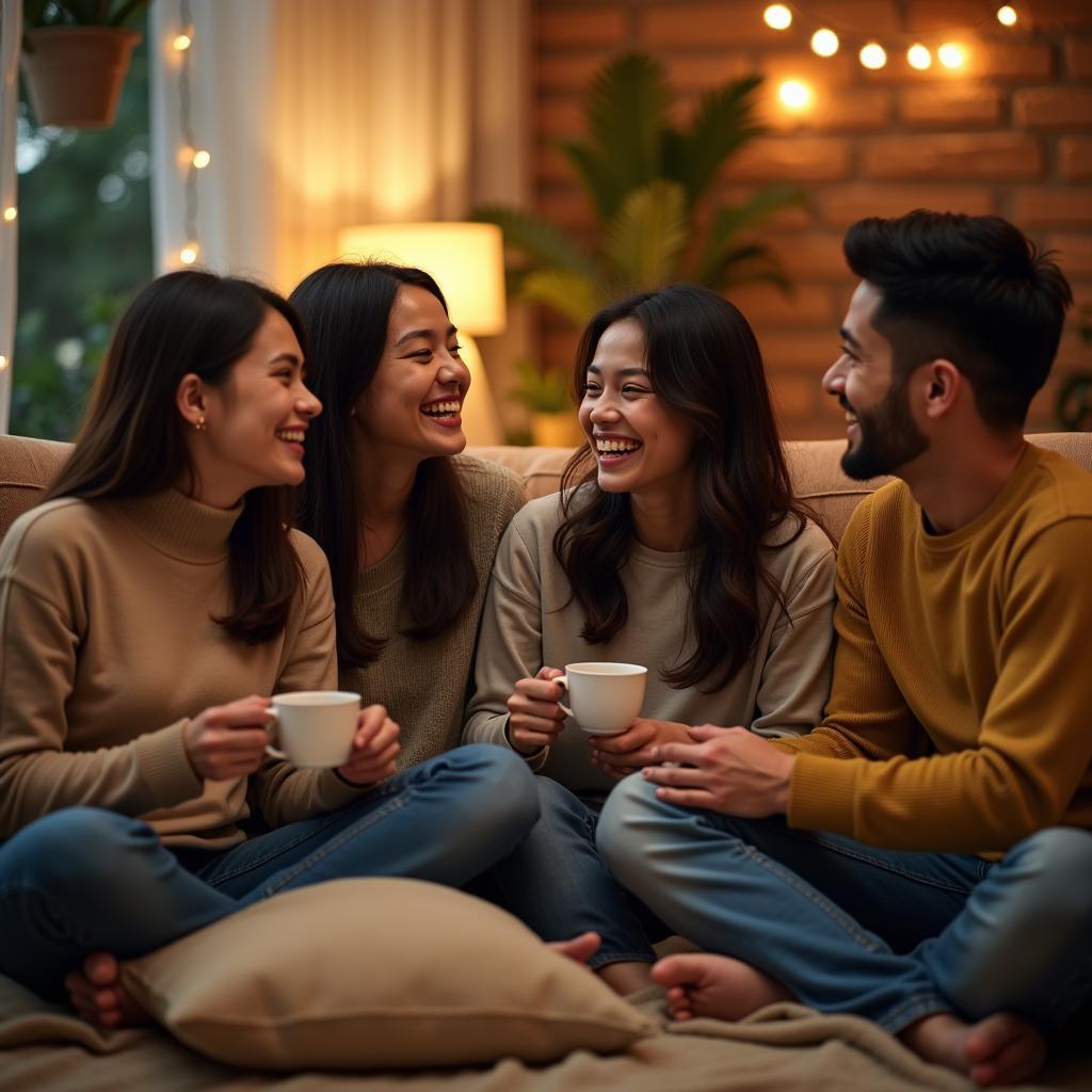 Nhóm bạn thân tụ tập cuối tuần vui vẻ, chia sẻ khoảnh khắc gắn kết như một gia đình thân thương