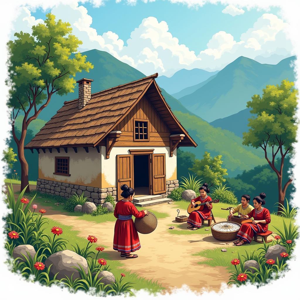 Hình ảnh nhà Gươl hoặc hoạt động văn hóa cộng đồng tại Xã La Êê