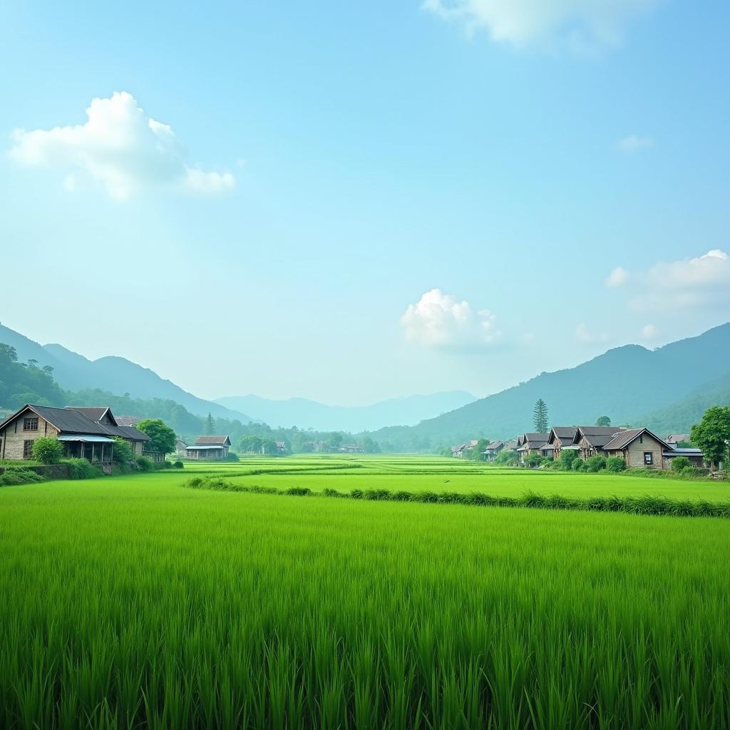 Cảnh đồng lúa xanh mướt tại Xã Vạn Xuân, Tỉnh Phú Thọ thanh bình