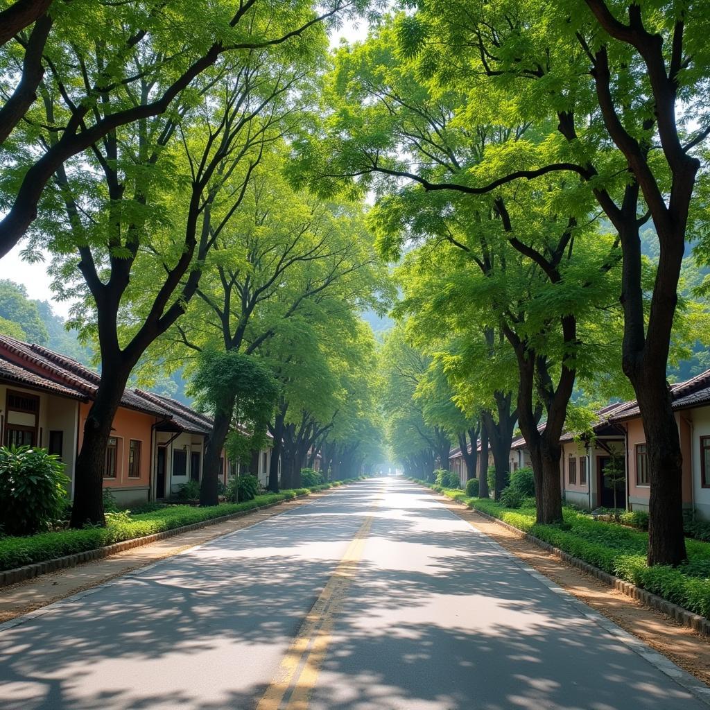 Hình ảnh con đường làng yên bình ở Xã Giáp Trung, Tuyên Quang