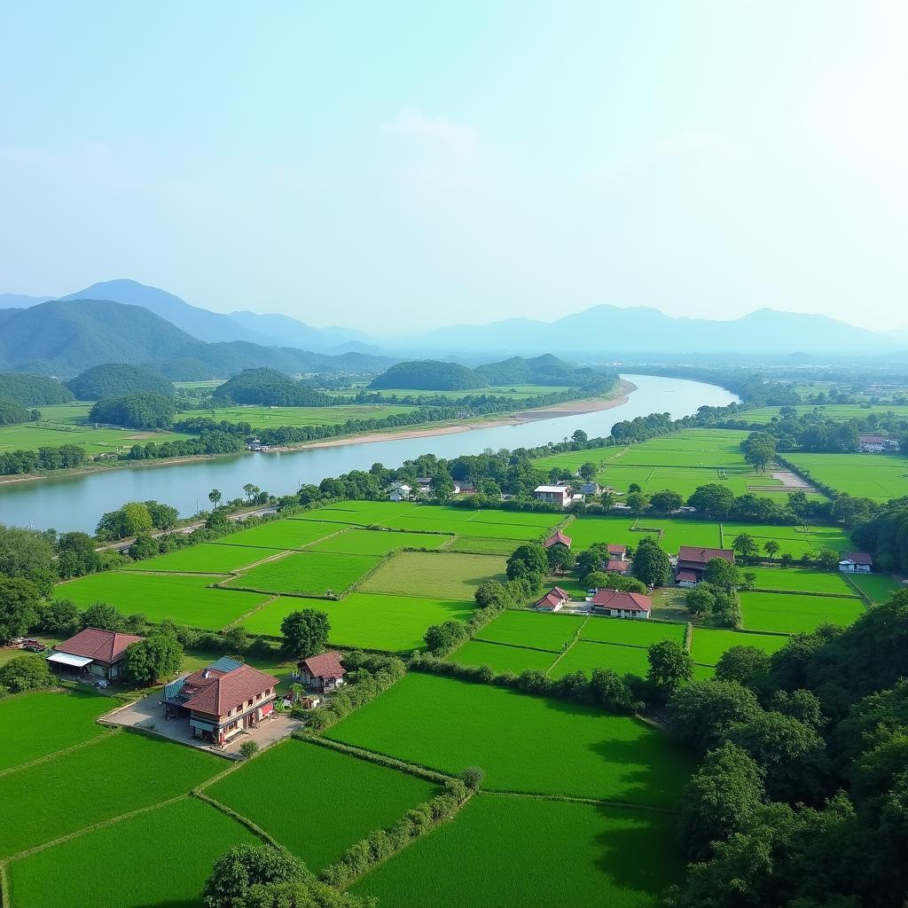 Toan canh xa Go Noi Thi xa Dien Ban thanh pho Da Nang hinh anh yen binh ben song Thu Bon