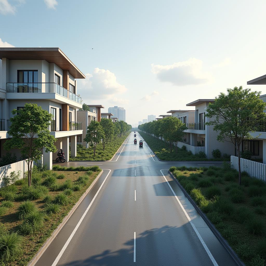 Hình ảnh cầu đường và khu dân cư tại Xã Hưng Long Bình Chánh TPHCM đang phát triển