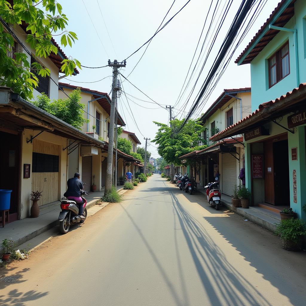 Hình ảnh một con đường nhỏ với cửa hàng và nhà dân ở Xã Hưng Long Bình Chánh TP Hồ Chí Minh