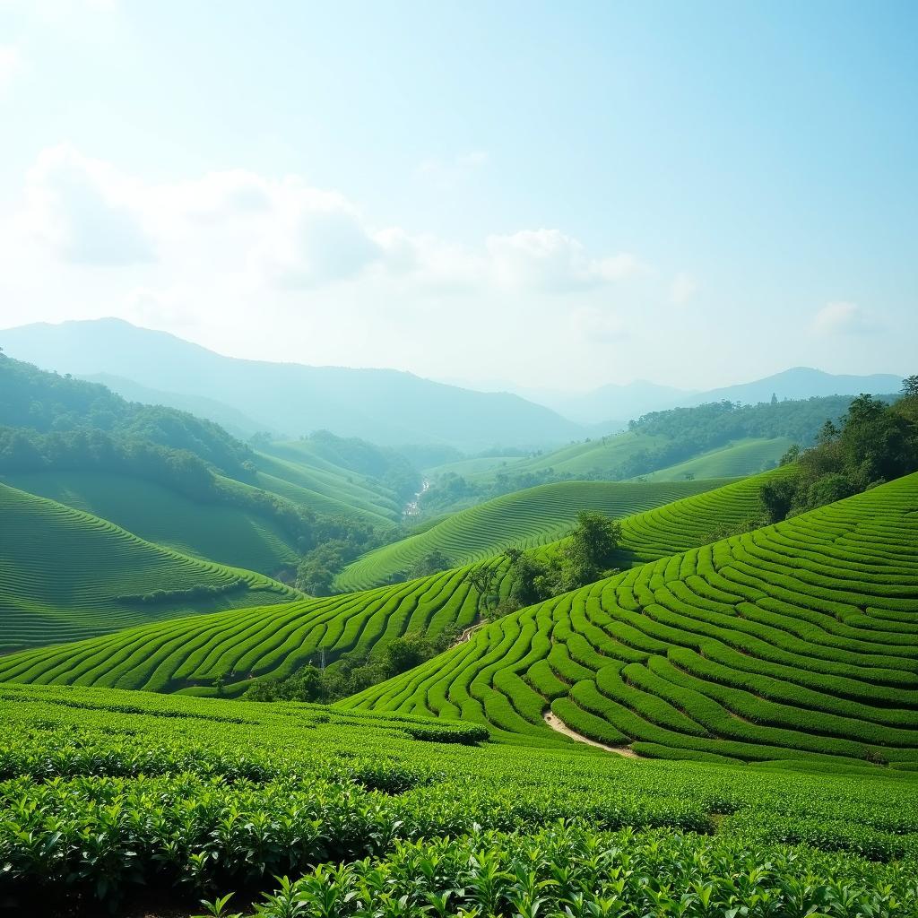Đồi chè xanh mướt trải dài - Nét đặc trưng cảnh quan thiên nhiên tại Xã Lực Hành, Tỉnh Tuyên Quang