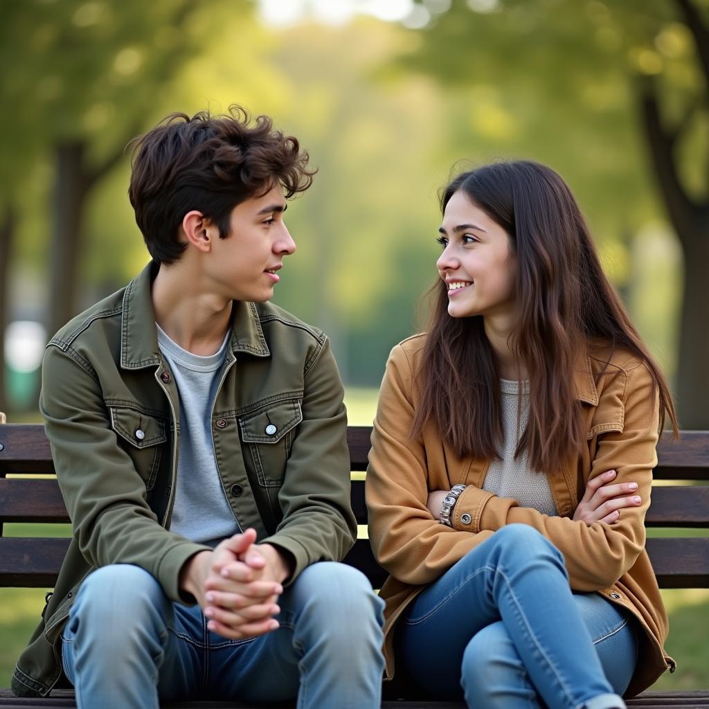 Hai bạn trẻ đang ngồi trò chuyện chân thành để xử lý xung đột bạn bè tuổi teen một cách xây dựng