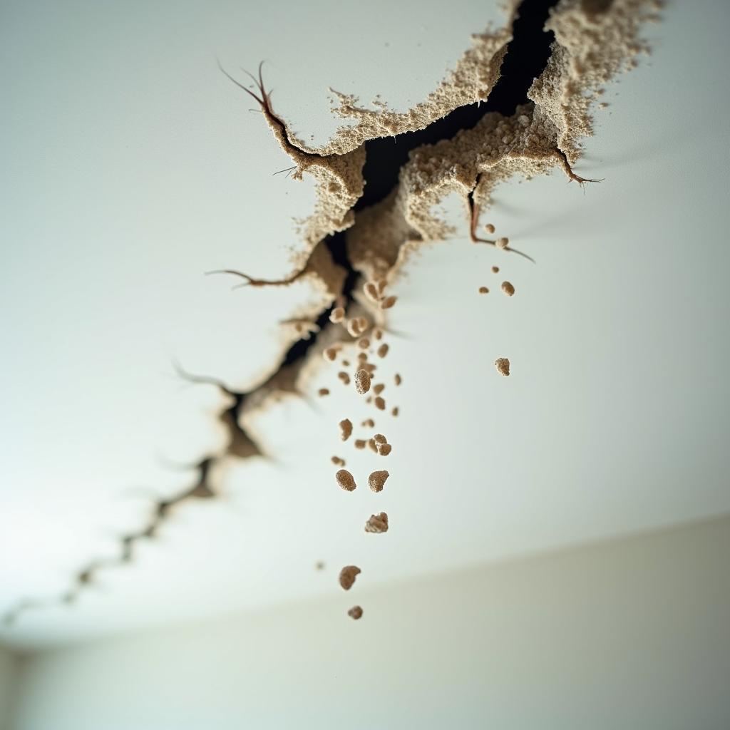 Hình ảnh trần nhà bị nứt sắp sập là một điềm báo tâm linh cần hành động ngay