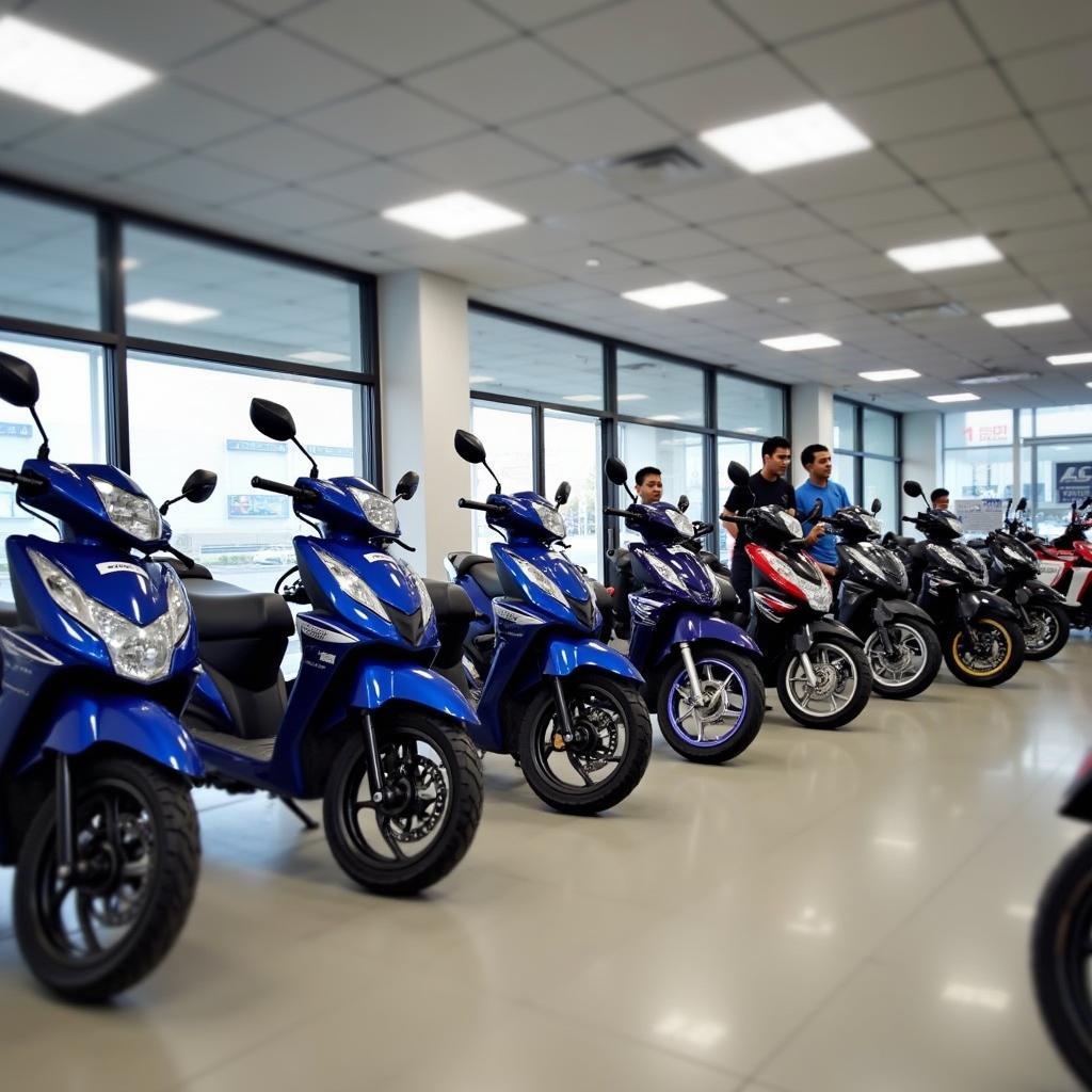 Showroom đại lý Yamaha 3S Hùng Lợi trưng bày các dòng xe máy Yamaha mới tại Phù Mỹ Bình Định.