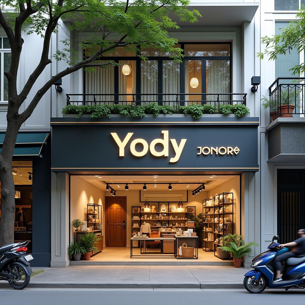 Mặt tiền cửa hàng Yody Văn Giang địa chỉ 212 Thị Trấn Văn Giang Hưng Yên, điểm mua sắm thời trang.