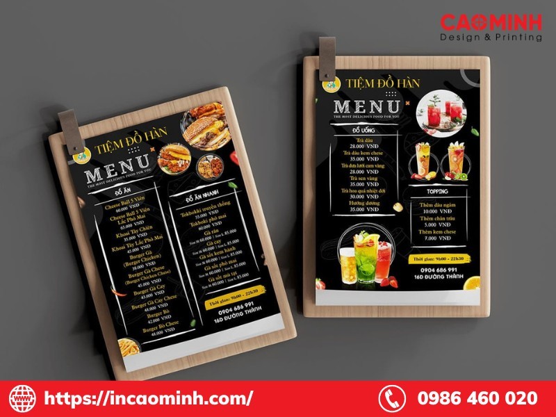 menu Ä‘á»“ Äƒn váº·t quÃ¡n trÃ  sá»¯a