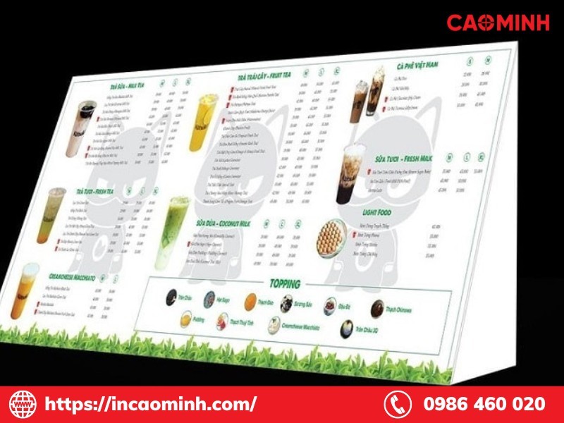menu quÃ¡n nÆ°á»›c trÃ  sá»¯a Ä‘á»ƒ bÃ n