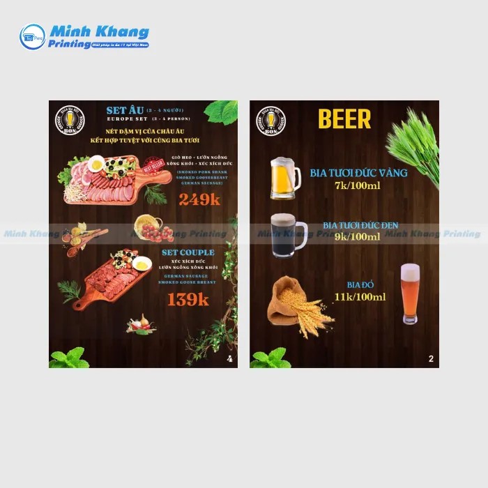 Menu Quán Nhậu Bia