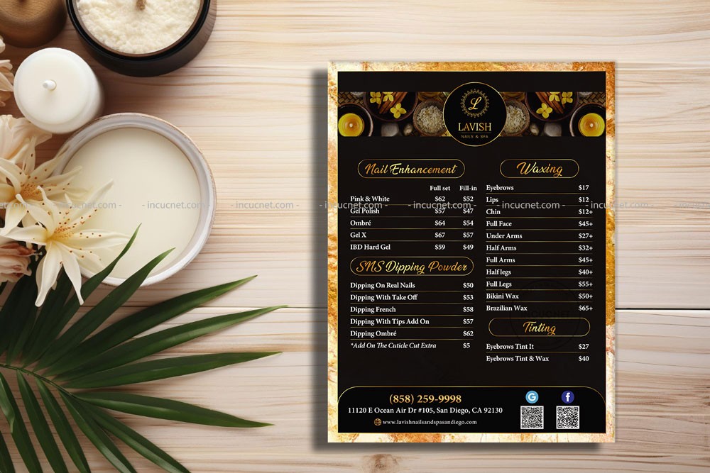 Menu spa bảng