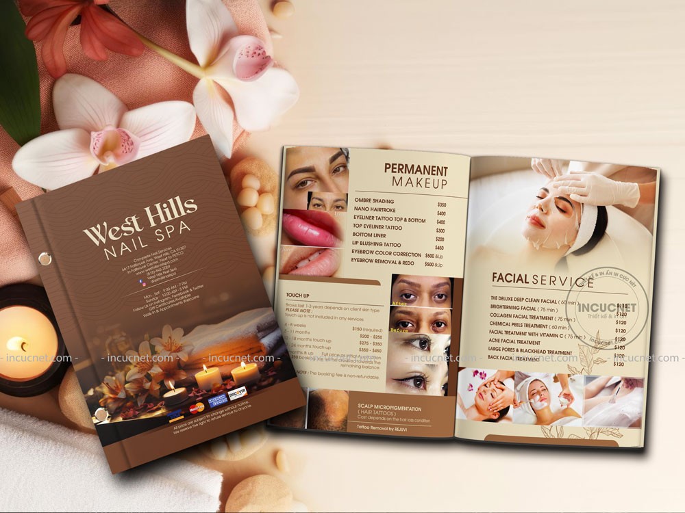 Menu spa bìa cứng
