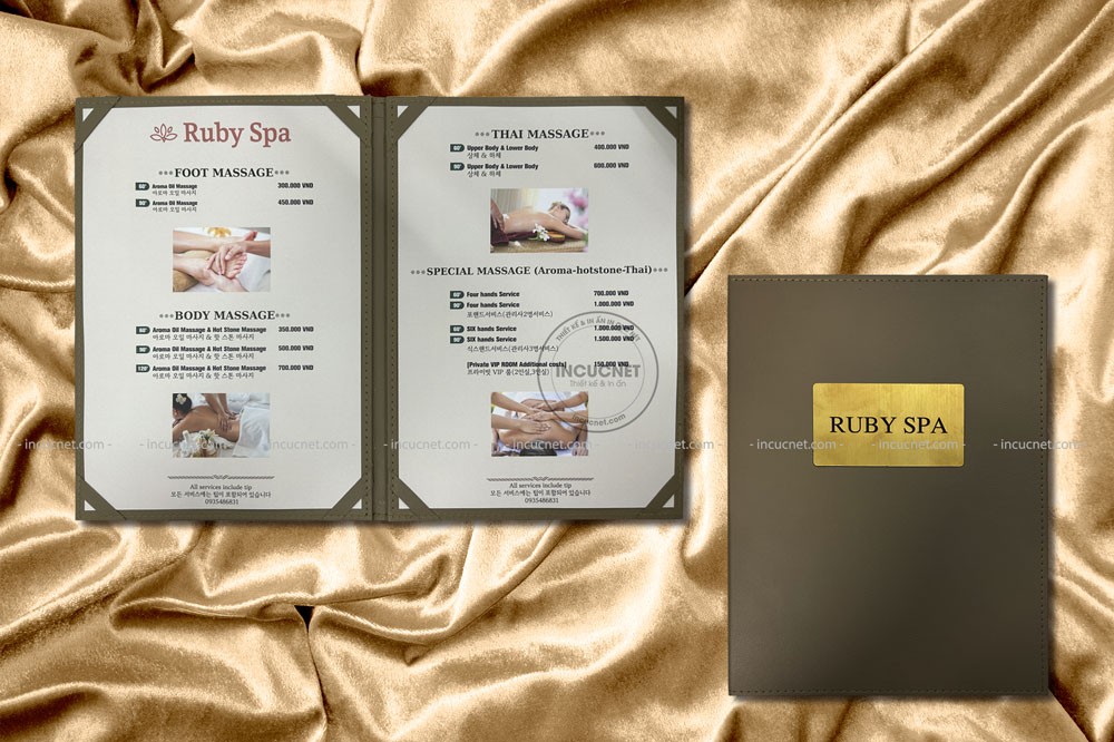 Menu spa bìa da gấp