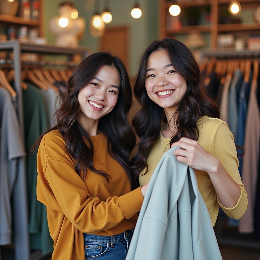 Người trẻ Việt Nam vui vẻ thrifting tại Hà Nội