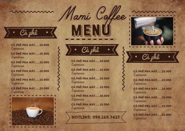 thuc don menu quan cafe binh dan
