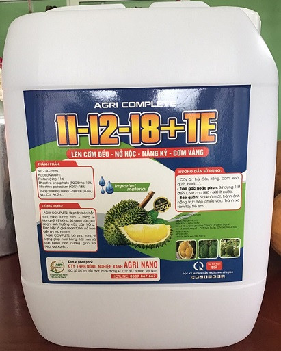 Phân bón lá AGRI COMPLET 11-12-18 + TE của CÔNG TY TNHH NÔNG NGHIỆP XANH VÀ XANH
