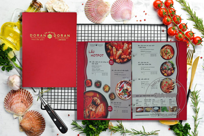 Mẫu menu nhà hàng sang trọng bìa da