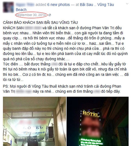 Bài đăng tố cáo quay lén khách sạn Vũng Tàu được chia sẻ lại gây hoang mang dư luận