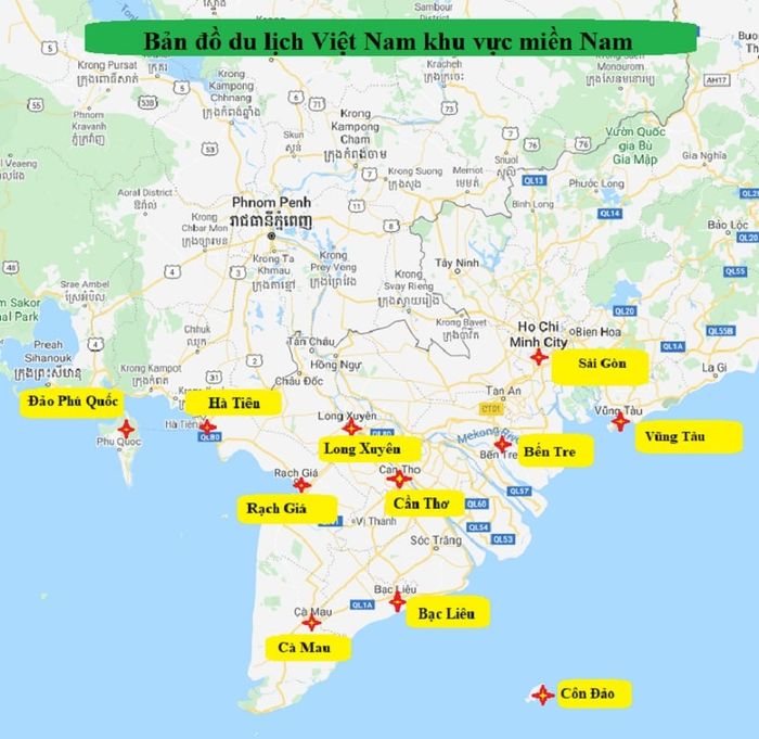 Bản đồ du lịch Việt Nam: Vùng miền Nam với vẻ đẹp sông nước và đảo ngọc