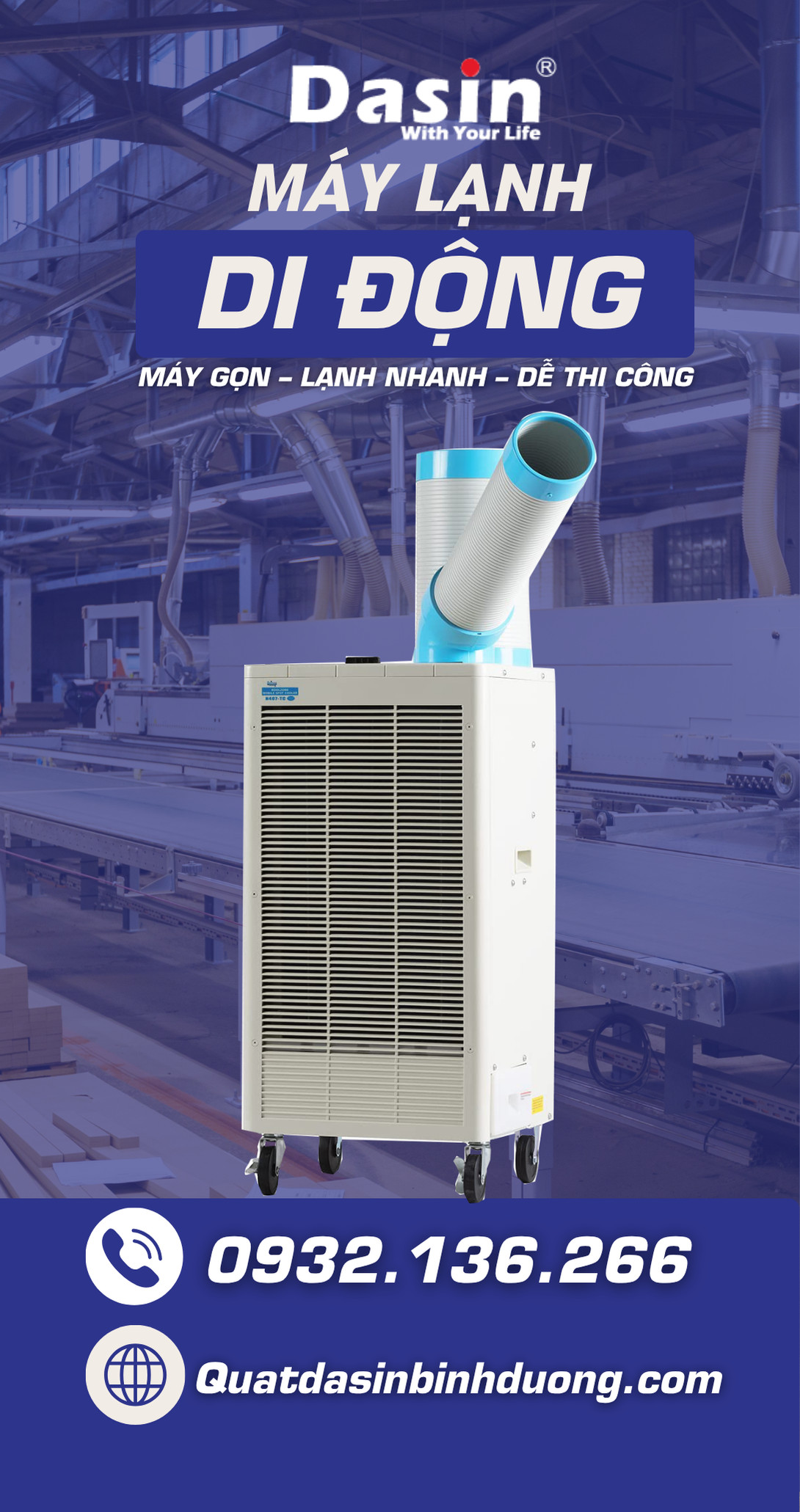 Máy lạnh di động công nghiệp tiện lợi, làm mát mọi nơi