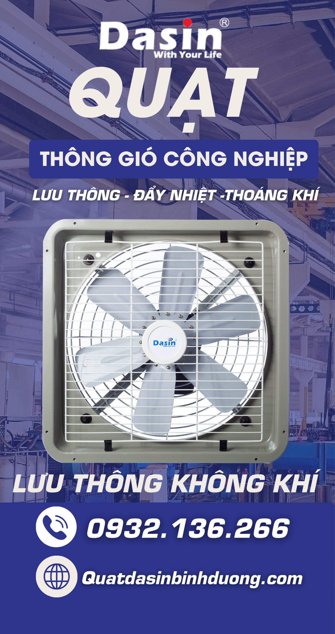 Quạt thông gió công nghiệp lưu thông, đẩy nhiệt, thoáng khí từ CÔNG TY TNHH AN CƠ BÌNH DƯƠNG