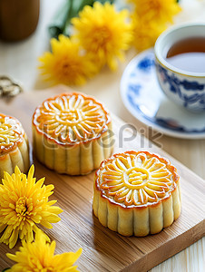 Cận cảnh bánh Trung Thu và trà hoa cúc, gợi nhớ không khí sum vầy của lễ hội trong vườn hoa cúc