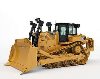 Một xe ủi công trình màu vàng của Caterpillar đang đỗ tại công trường, sẵn sàng làm việc, thể hiện sự hiện diện mạnh mẽ của CÔNG TY TNHH CÔNG NGHIỆP PHÚ THÁI