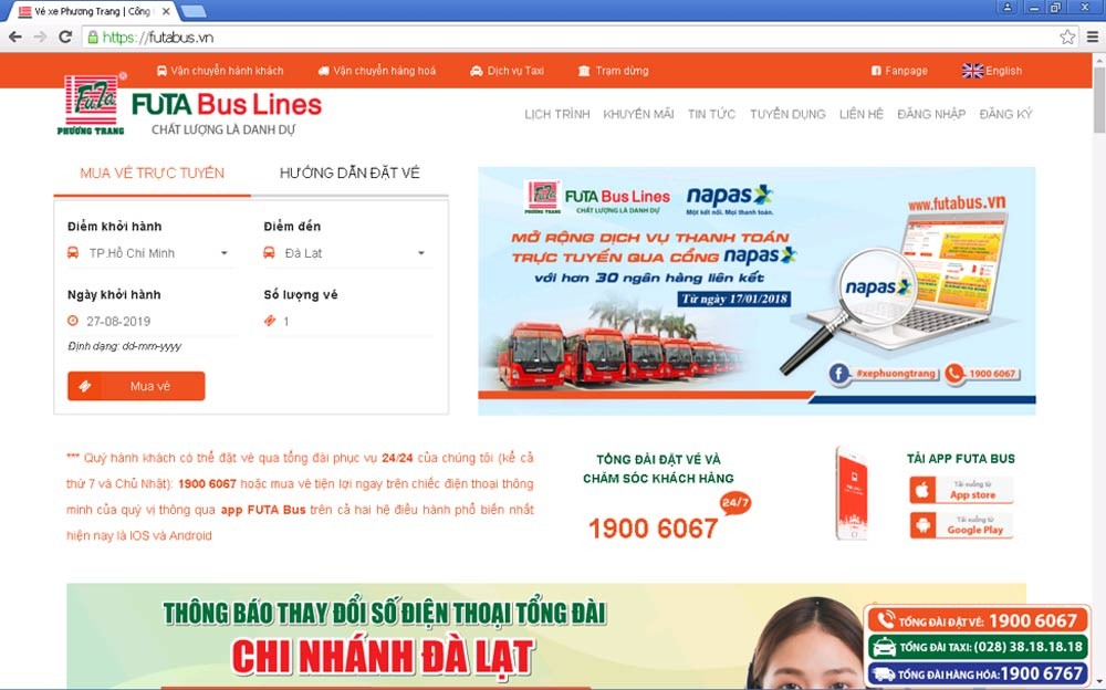 Đặt vé xe Phương Trang online
