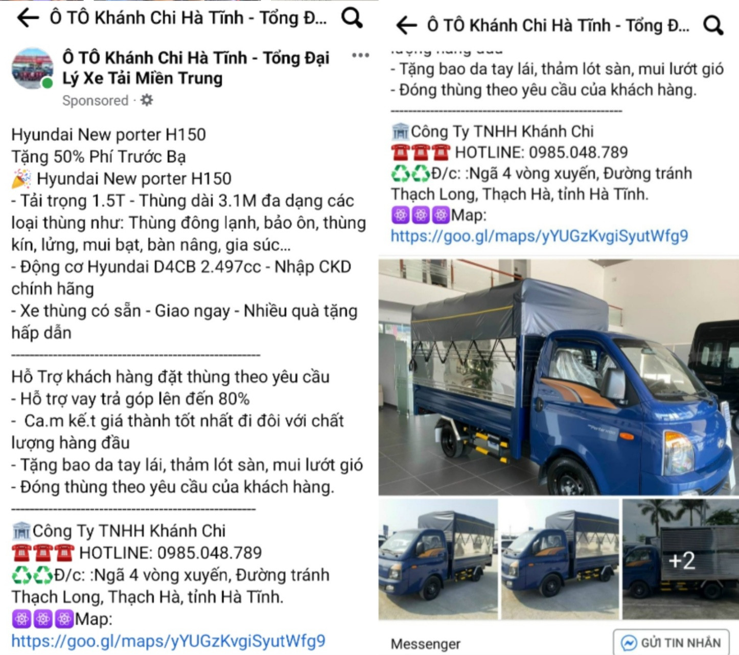 Hình ảnh giới thiệu bán xe Hyundai trên trang Facebook của công ty TNHH Phân phối Khánh Chi, minh họa chiến lược tiếp thị
