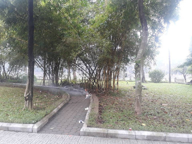 Hiện trường vụ án mạng ở vườn hoa Hà Đông