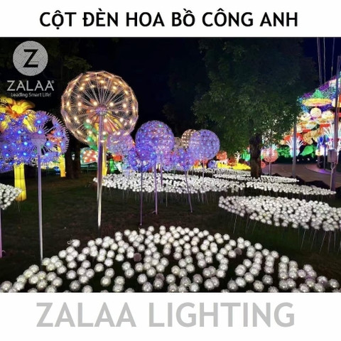 Hình ảnh phối cảnh vườn hoa bồ công anh LED trong một khu giải trí