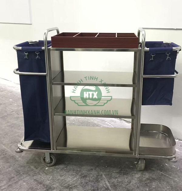 Hình ảnh thực tế xe dọn phòng khách sạn inox với thiết kế hiện đại