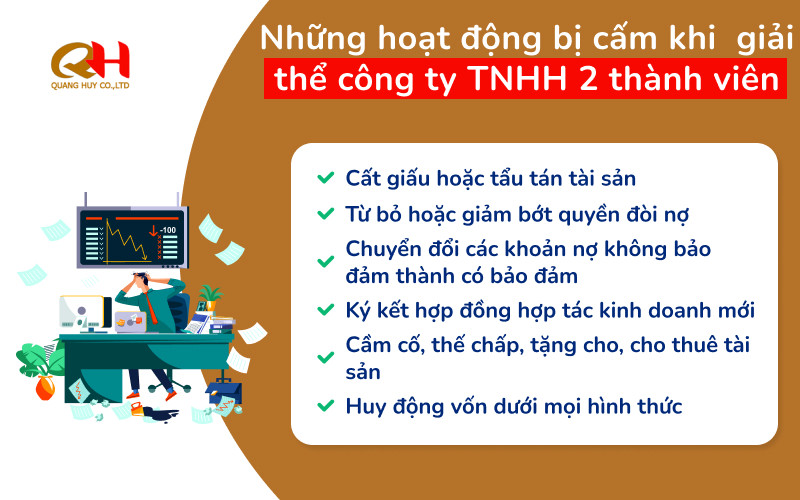 Hoạt động bị cấm khi giải thể công ty TNHH 2 thành viên