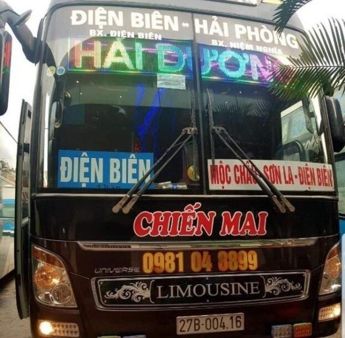 Hình ảnh xe khách 27B-004.16 thuộc CÔNG TY TNHH LONG GIANG TỈNH ĐIỆN BIÊN, một trong những phương tiện bị nghi ngờ sai phạm về đăng kiểm.