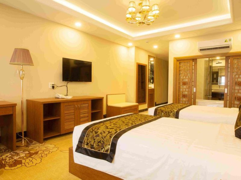 Không gian nội thất ấm cúng tại Ánh Nguyệt Hotel, thể hiện chất lượng của khách sạn 3 sao Cà Mau
