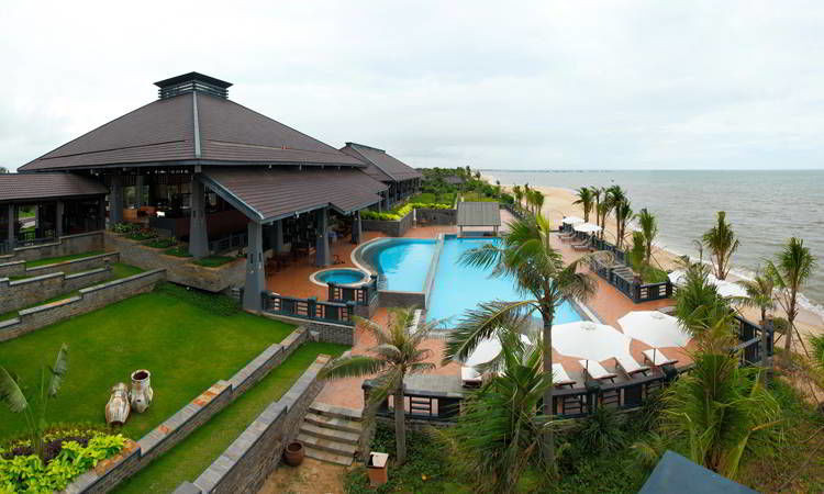 Không gian tiểu cảnh sân vườn resort lối thiết kế hướng Trung Quốc
