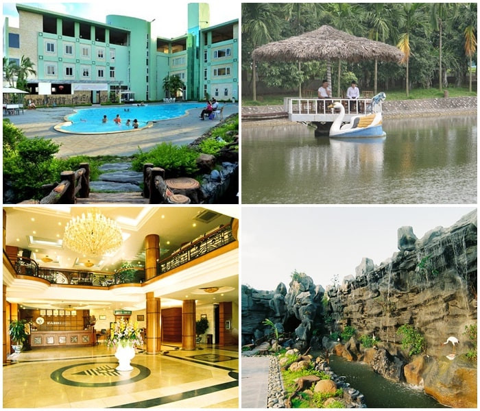 Khuôn viên xanh mát của Camela Hotel &amp; Resort bên bờ sông Cấm