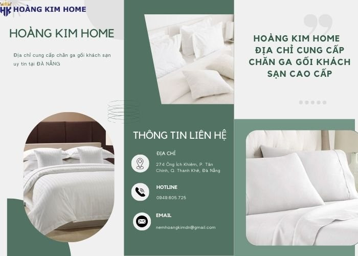 Lý do chọn Hoàng Kim Home là nơi bán chăn ga gối đệm cho khách sạn uy tín của bạn, minh họa một bộ chăn ga gối đệm khách sạn cao cấp màu trắng, thể hiện sự sang trọng và chất lượng vượt trội.