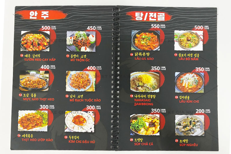 Mẫu thiết kế menu nhà hàng BBQ Hàn Quốc