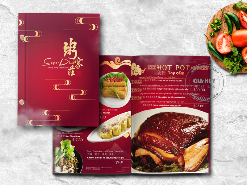 Mẫu menu ẩm thực nhà hàng Hong Kong đẹp