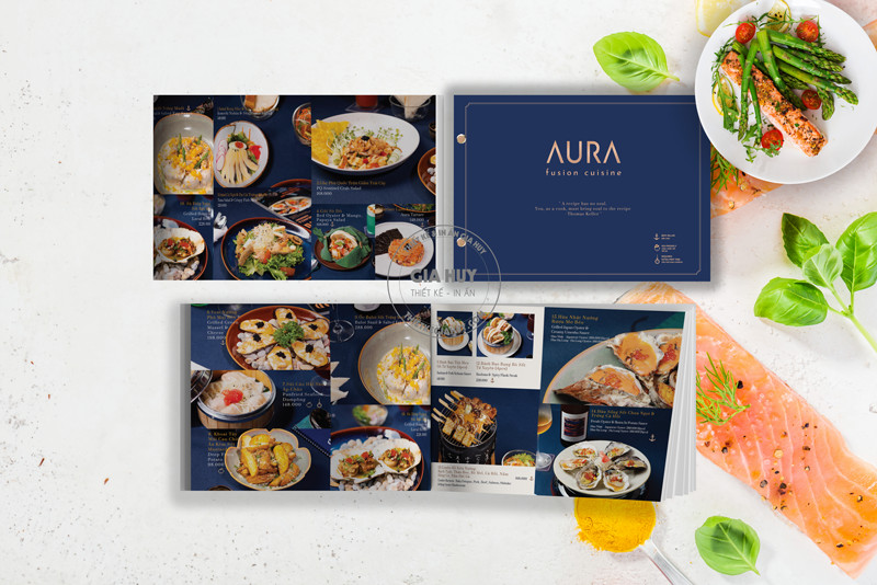Thiết kế menu món Âu bìa cứng khổ ngang