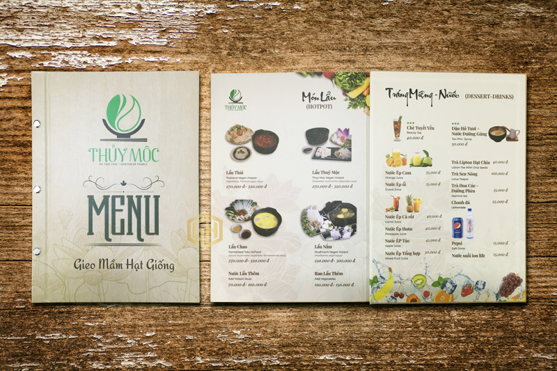 Thiết kế mẫu menu ẩm thực chay chuyên nghiệp bìa cứng