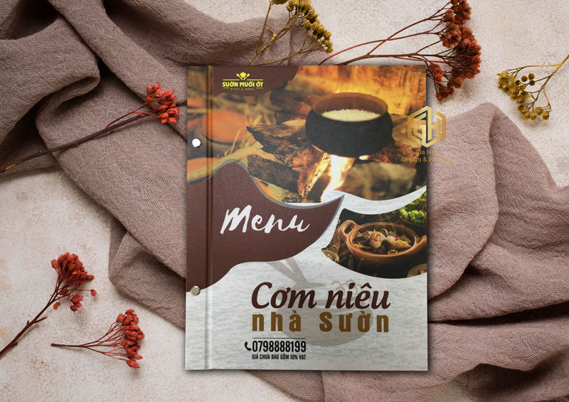 Mẫu thực đơn quán cơm niêu đẹp bìa cứng