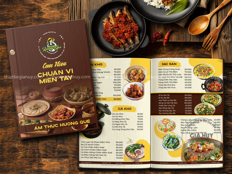 Thiết kế menu quán ăn đẹp cơm niêu miền tây