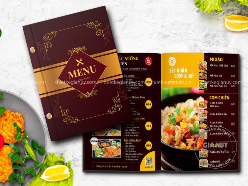 Thiết kế mẫu menu nhà hàng Trung Hoa dạng bìa cứng cổ điển