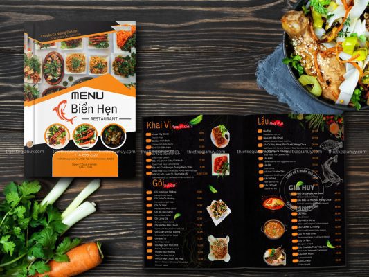 Thực đơn nhà hàng hải sản Việt in bìa cứng