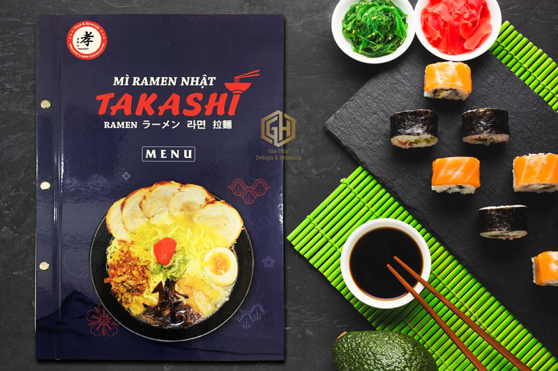 Mẫu menu nhà hàng ramen Nhật Bản bìa cứng