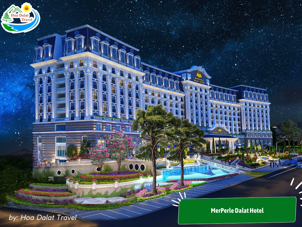 MerPerle Dalat Hotel nổi bật với kiến trúc bán cổ điển và tòa nhà 10 tầng, mang đến không gian sang trọng và lãng mạn cho du khách tìm kiếm trải nghiệm khách sạn 5 sao Đà Lạt